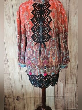 The Pyramid Collection Retro Style Mixed Print Shift Dress Plus Size 3X